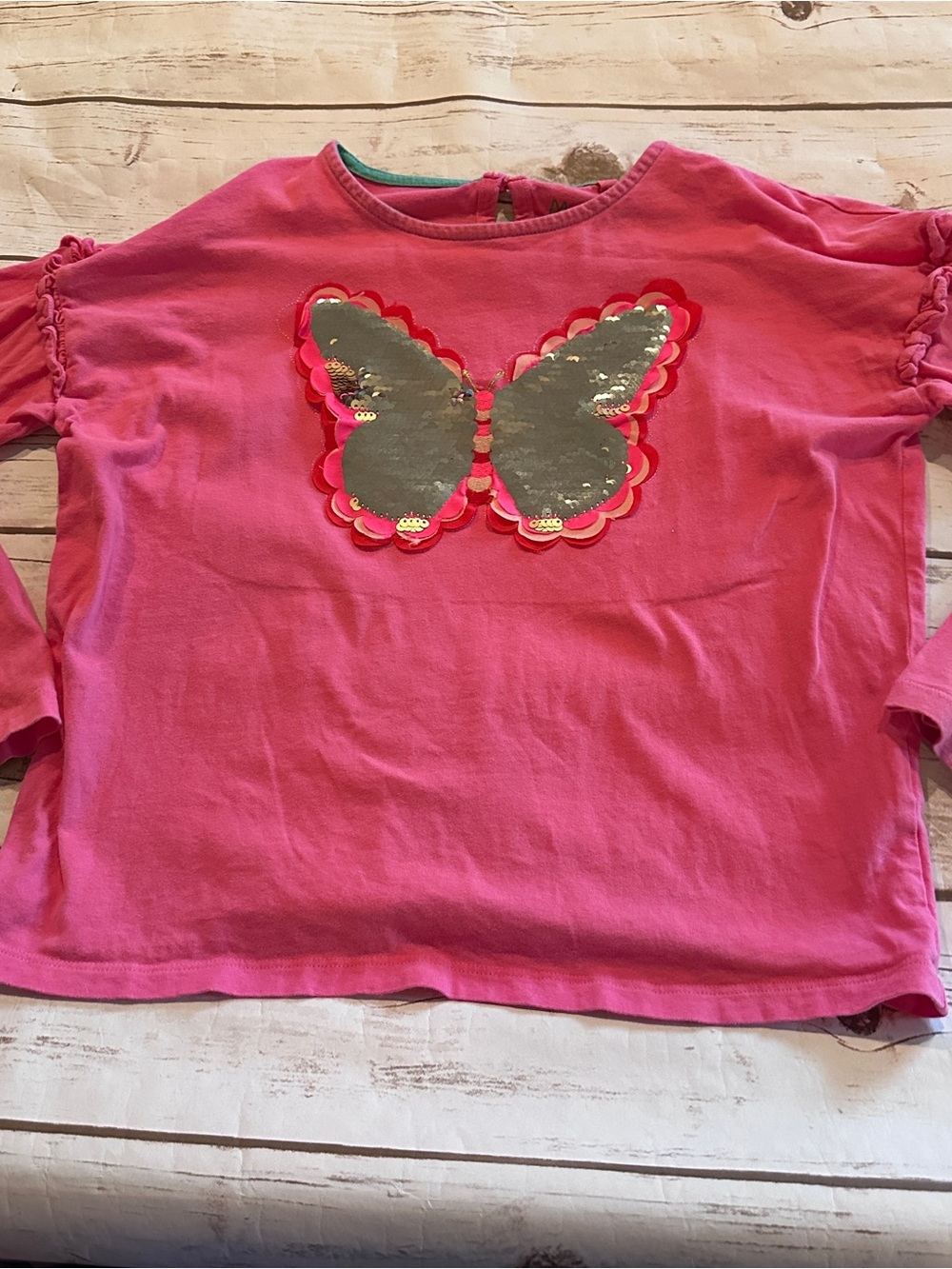 Mini Boden pink butterfly shirt